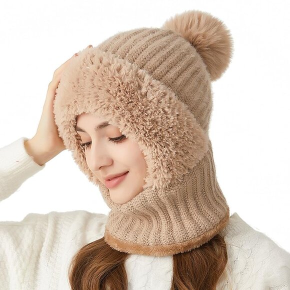Accessories - Warm Winter Fleece Beanie Face Mask Neck Scarf Set Ski Snow Knit